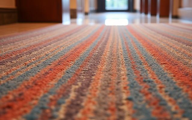 A clean, vibrant office carpet after professional cleaning, highlighting improved appearance.